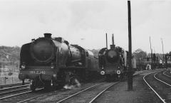 SNCF 150E182 & 231B14 at La Chapelle, Paris, c1955
